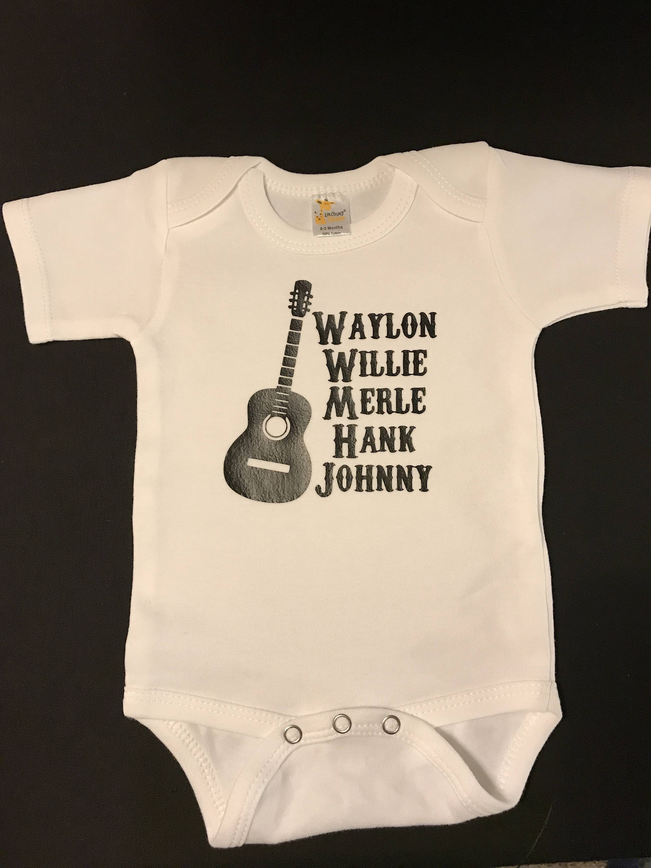 Country Western Baby Onesie, Waylon, Willie, Merle, hank, Johnny Onesies or Toddler Shirts